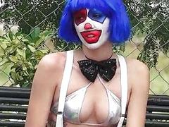 Slim clown Mikayla got free cum on mouth