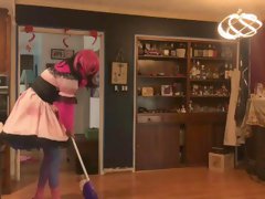 Sweater sissy cleans floor (sissy maid)