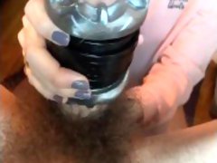 Cute Teen Makes Him Cum From Fleshlight Fuck - Amateur Couple At Home