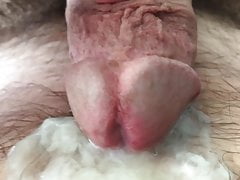 Close up cum from hairy cock
