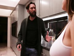 Voluptuous mom sucks and fucks a young cock in the kitchen